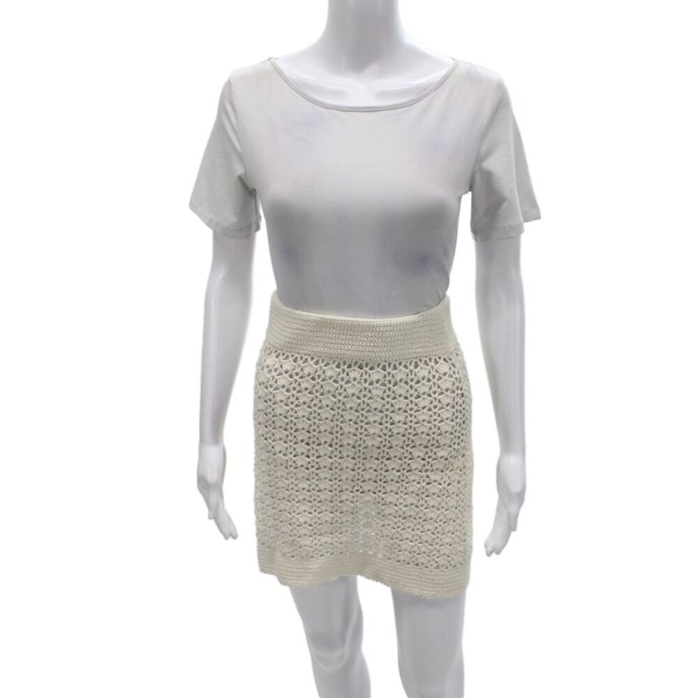 Leset Womens Ivory Boho Mini Skirt Cotton Size S
